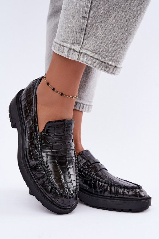 Mocassins noirs avec embossage Rhosyn
