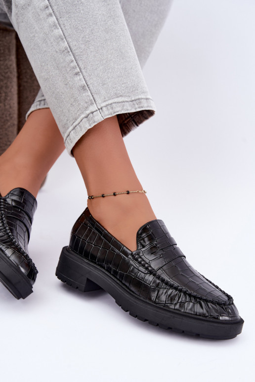 Mocassins noirs avec embossage Rhosyn