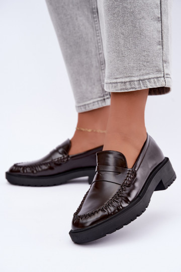Mocassins chocolat avec volants Rhosyn