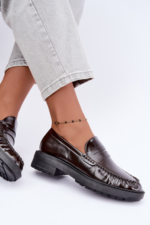 Mocassins chocolat avec volants Rhosyn