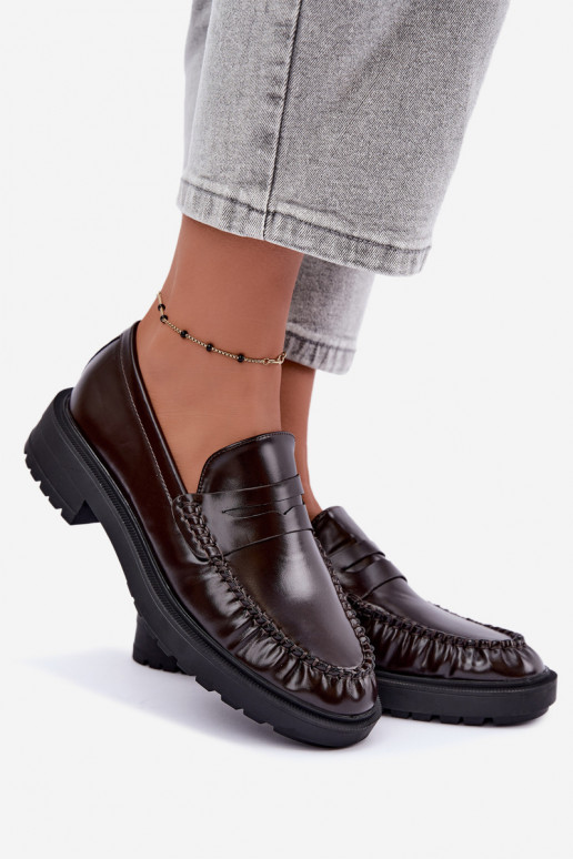 Mocassins chocolat avec volants Rhosyn