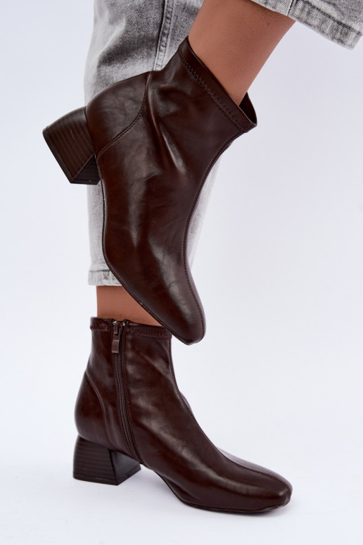 Estelle bottines en simili cuir couleur chocolat