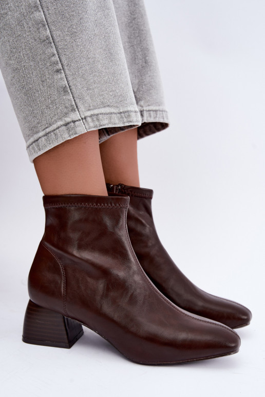 Estelle bottines en simili cuir couleur chocolat