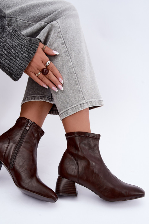 Estelle bottines en simili cuir couleur chocolat
