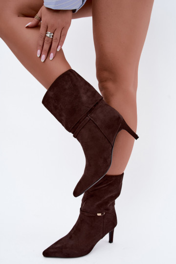 Eponine bottines chaudes à enfiler avec talons fins couleur chocolat