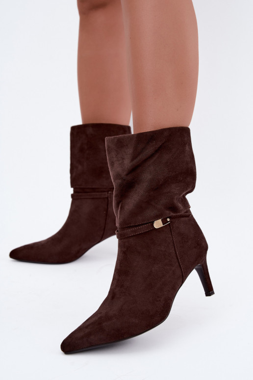 Eponine bottines chaudes à enfiler avec talons fins couleur chocolat