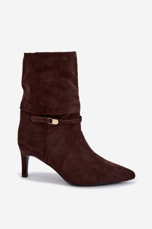 Eponine bottines chaudes à enfiler avec talons fins couleur chocolat