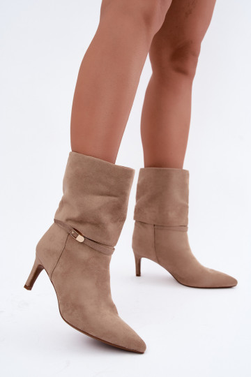 Eponine bottines chaudes à enfiler avec talons fins couleur sable