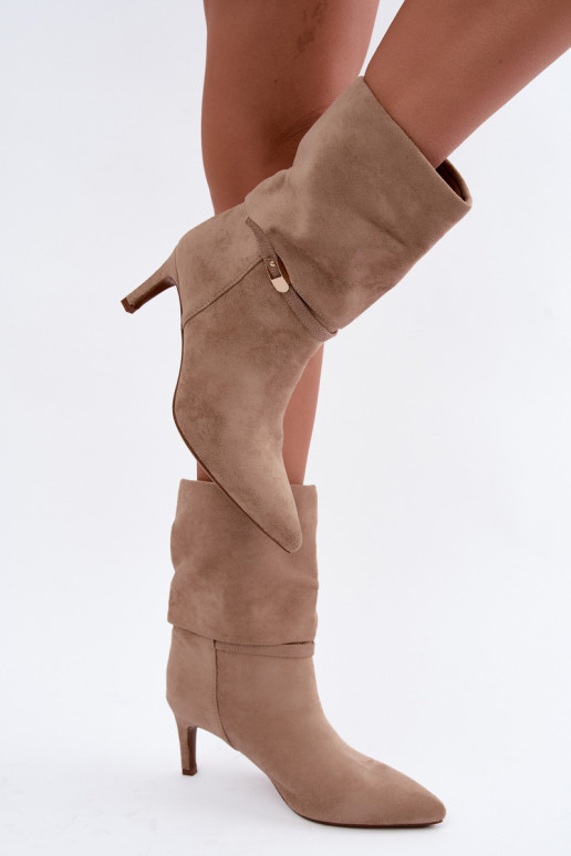 Eponine bottines chaudes à enfiler avec talons fins couleur sable