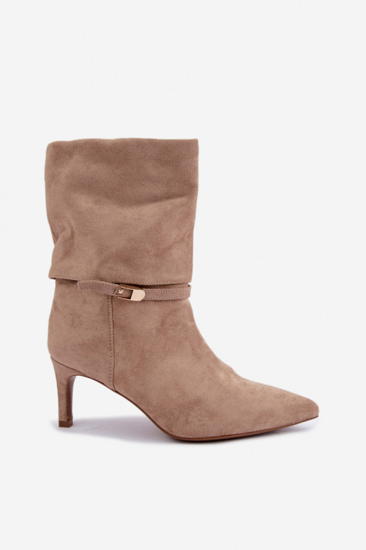 Eponine bottines chaudes à enfiler avec talons fins couleur sable