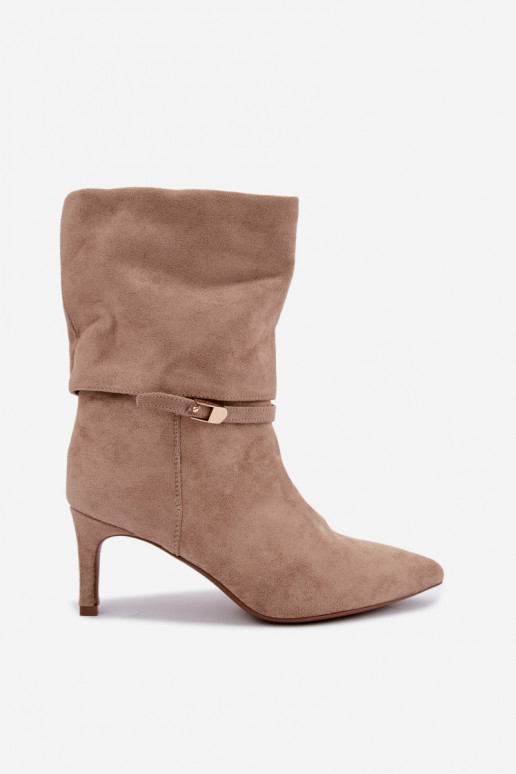 Eponine bottines chaudes à enfiler avec talons fins couleur sable