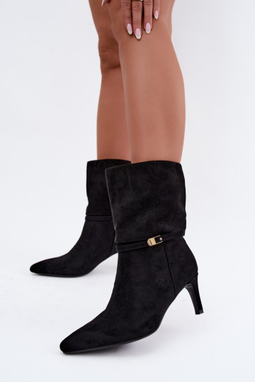 Eponine bottines chaudes à enfiler avec talons fins couleur noire 2
