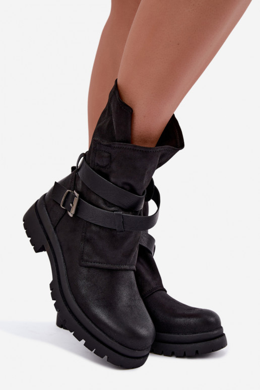 Dianelle bottines pour femmes avec sangles et boucles couleur noire