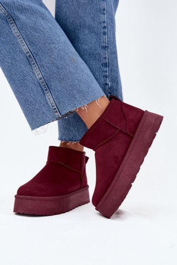 Bottes de neige en faux daim bordeaux sur plateforme Corcoran 2