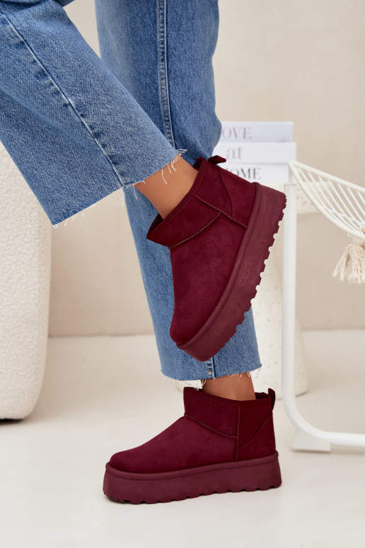 Bottes de neige en faux daim bordeaux sur plateforme Corcoran