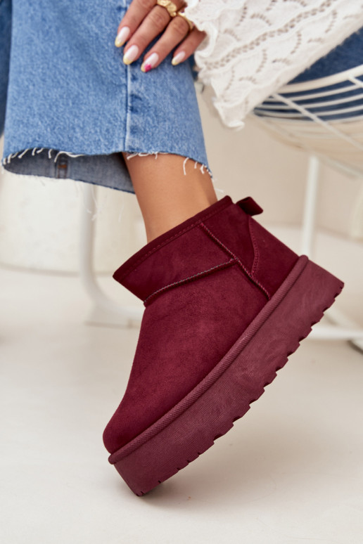 Bottes de neige en faux daim bordeaux sur plateforme Corcoran