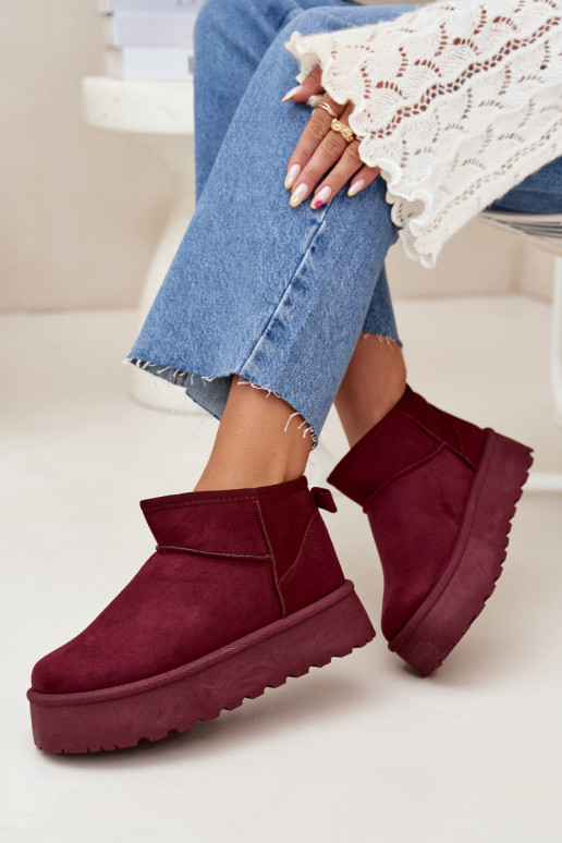Bottes de neige en faux daim bordeaux sur plateforme Corcoran