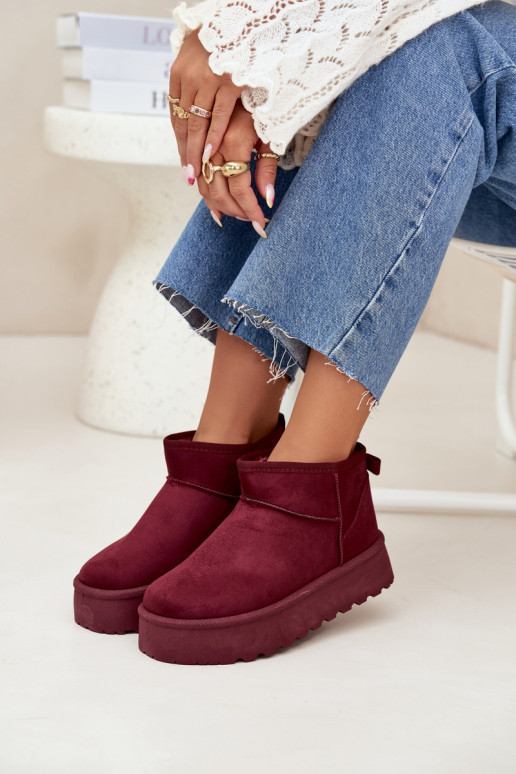 Bottes de neige en faux daim bordeaux sur plateforme Corcoran
