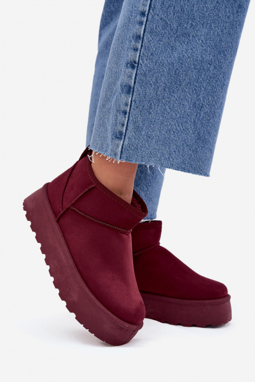 Bottes de neige en faux daim bordeaux sur plateforme Corcoran