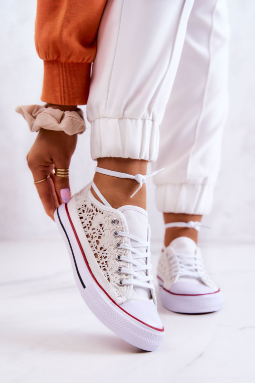 Chaussures blanches pour femmes avec motifs en dentelle Venture