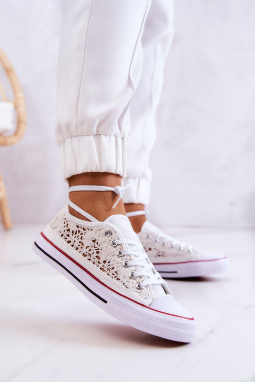 Chaussures blanches pour femmes avec motifs en dentelle Venture