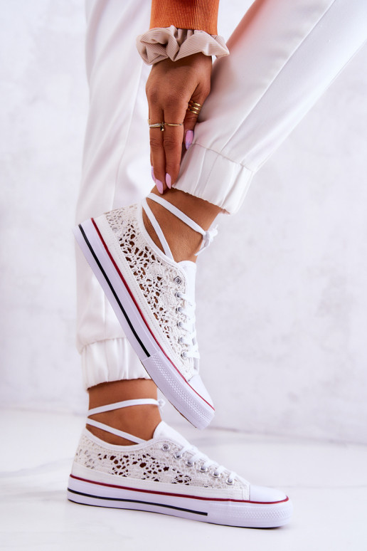 Chaussures blanches pour femmes avec motifs en dentelle Venture