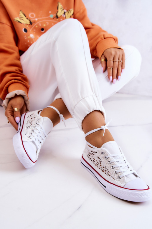 Chaussures blanches pour femmes avec motifs en dentelle Venture