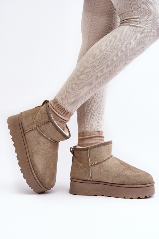 Bottes de neige vertes pour femmes sur une plateforme avec isolation et fourrure à l'intérieur Xamella