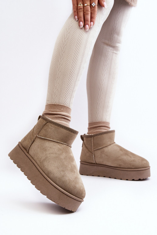 Bottes de neige vertes pour femmes sur une plateforme avec isolation et fourrure à l'intérieur Xamella