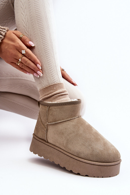 Bottes de neige vertes pour femmes sur une plateforme avec isolation et fourrure à l'intérieur Xamella