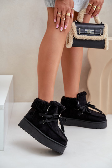 Bottes de neige noires pour femmes sur une plateforme avec fourrure Ciabellae 2