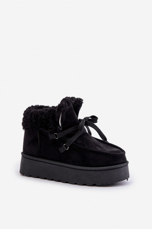 Bottes de neige noires pour femmes sur une plateforme avec fourrure Ciabellae