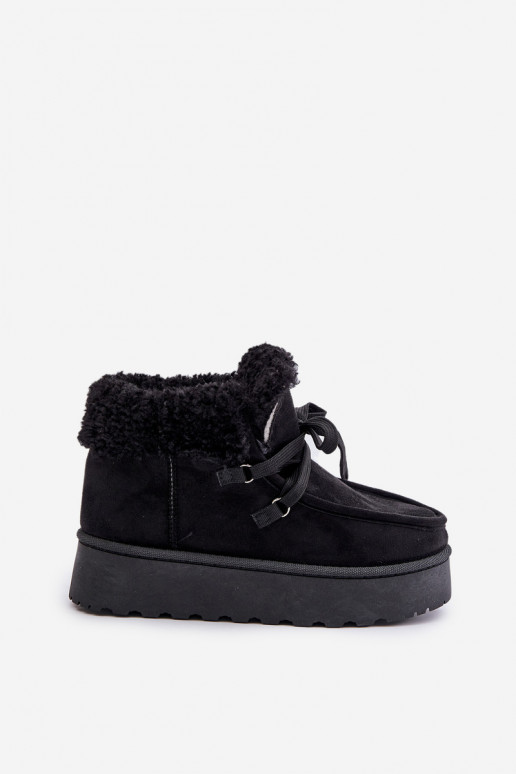 Bottes de neige noires pour femmes sur une plateforme avec fourrure Ciabellae
