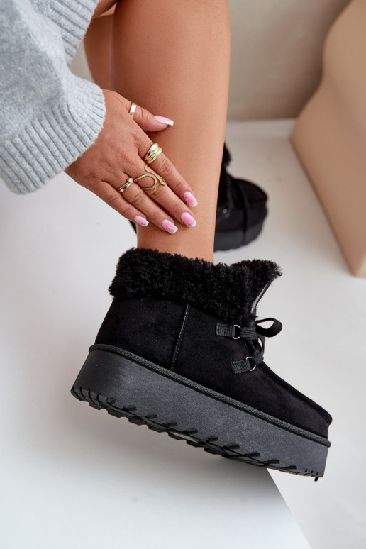 Bottes de neige noires pour femmes sur une plateforme avec fourrure Ciabellae