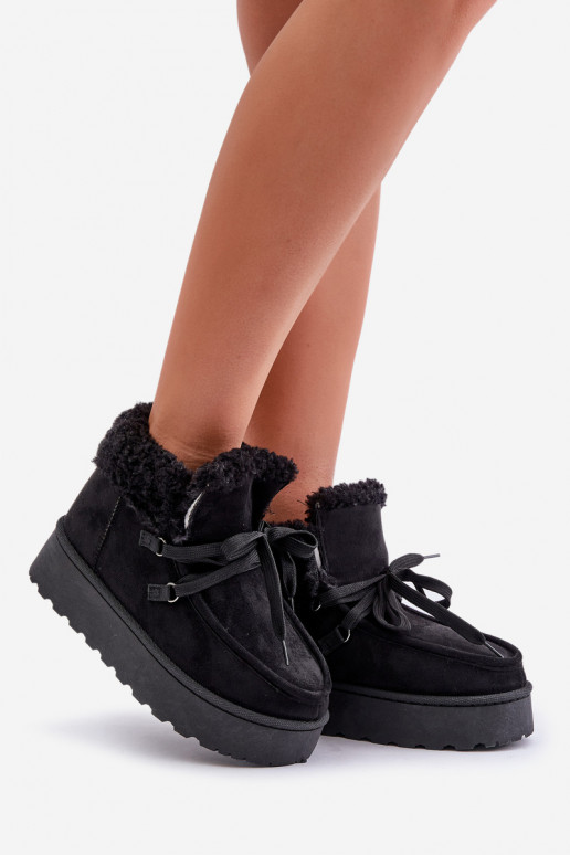 Bottes de neige noires pour femmes sur une plateforme avec fourrure Ciabellae