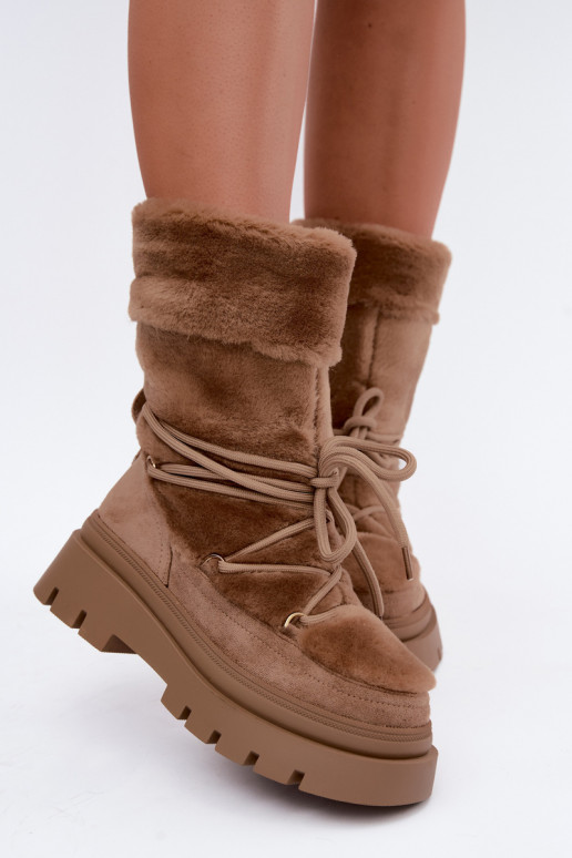 Bottes de neige avec fourrure et plateforme en couleur sable Illyria