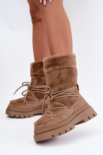 Bottes de neige avec fourrure et plateforme en couleur sable Illyria 2