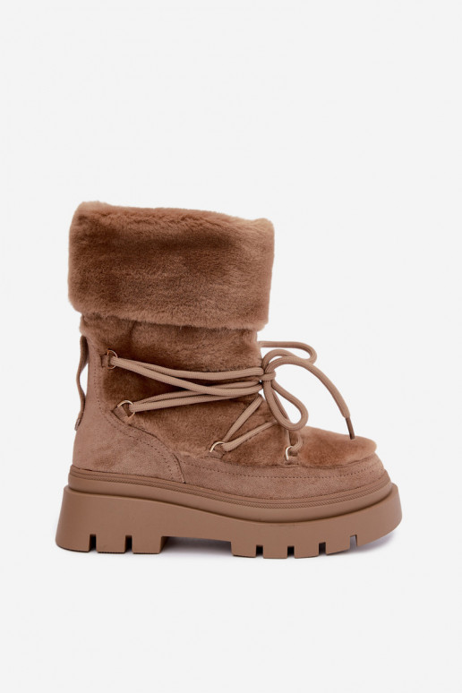 Bottes de neige avec fourrure et plateforme en couleur sable Illyria