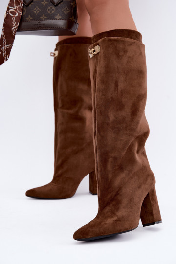 Bottes hautes chaudes avec double tige et talons en couleur marron en daim Luminelle 2