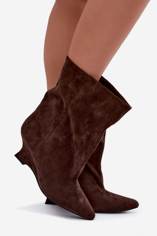 Bottines à enfiler avec plateforme en couleur chocolat Coralise