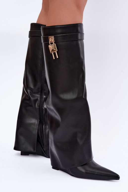 Bottes hautes Mirettea avec plateforme et sangles décoratives noires