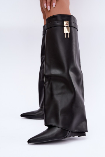 Bottes hautes Mirettea avec plateforme et sangles décoratives noires 2