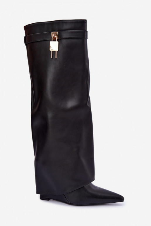 Bottes hautes Mirettea avec plateforme et sangles décoratives noires
