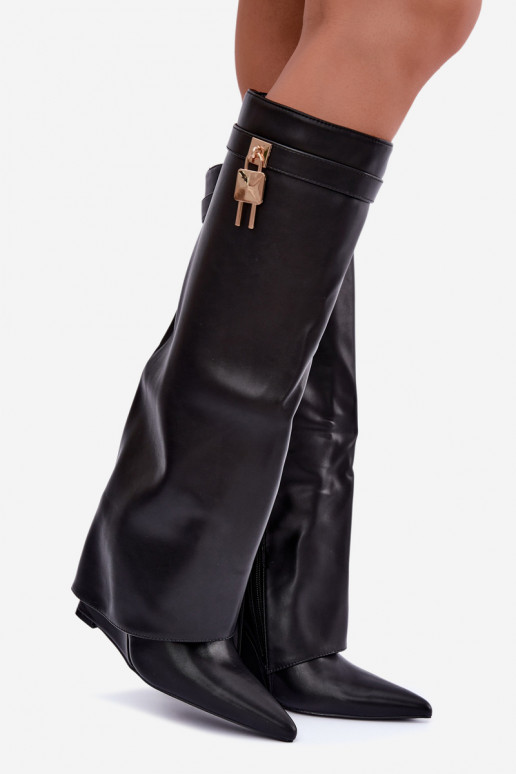 Bottes hautes Mirettea avec plateforme et sangles décoratives noires