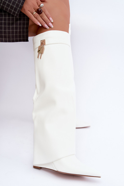 Bottes hautes Mirettea avec plateforme et sangles décoratives blanches