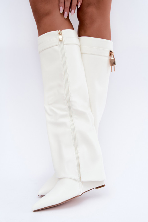 Bottes hautes Mirettea avec plateforme et sangles décoratives blanches