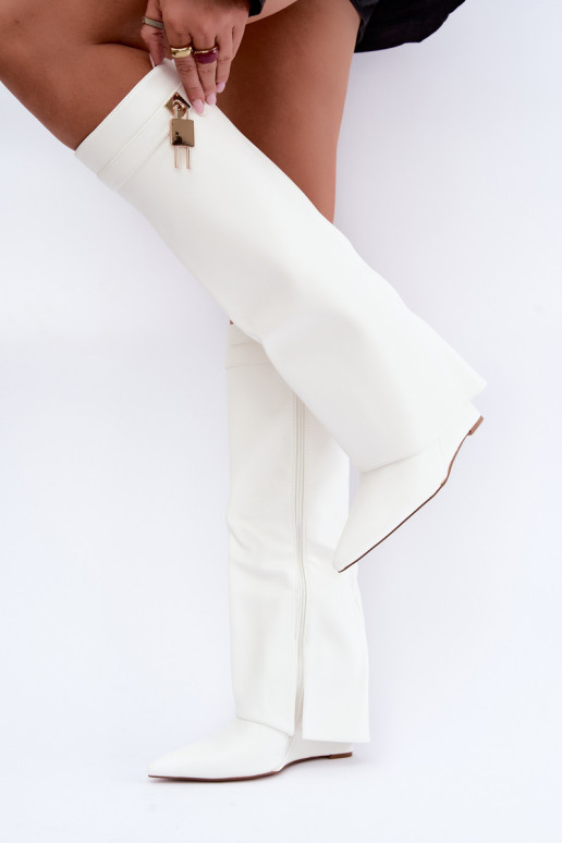 Bottes hautes Mirettea avec plateforme et sangles décoratives blanches