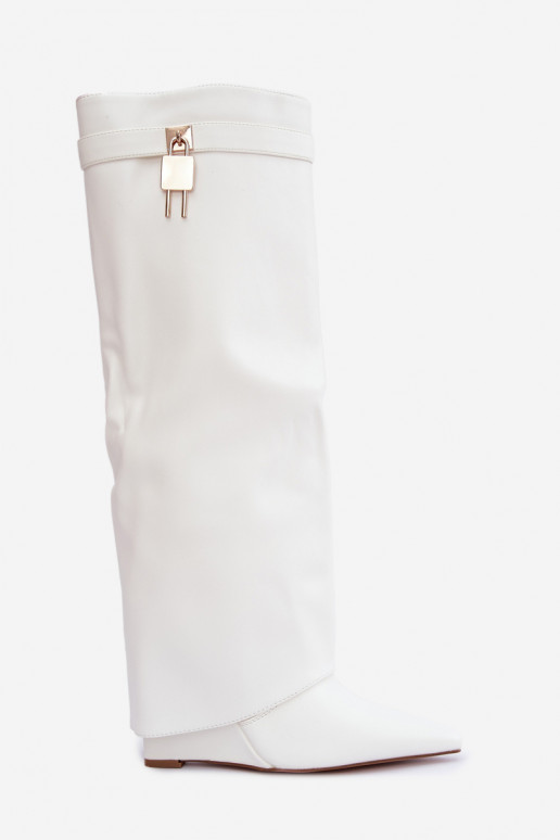 Bottes hautes Mirettea avec plateforme et sangles décoratives blanches