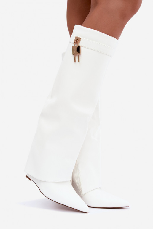 Bottes hautes Mirettea avec plateforme et sangles décoratives blanches