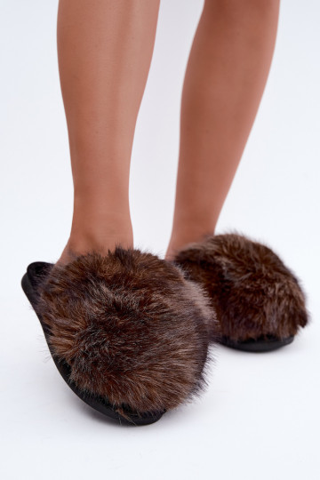 Chaussons pour femmes Bellisane avec fourrure brun foncé 2
